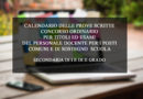 CALENDARIO DELLE PROVE SCRITTE CONCORSO ORDINARIO