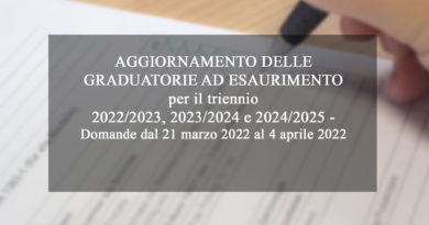 AGGIORNAMENTO DELLE GRADUATORIE AD ESAURIMENTO