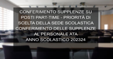 CONFERIMENTO SUPPLENZE SU POSTI PART-TIME