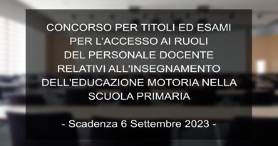 CONCORSO PER TITOLI ED ESAMI PER L’ACCESSO AI RUOLI DEL PERSONALE DOCENTE