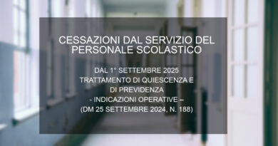 CESSAZIONI DAL SERVIZIO DEL PERSONALE SCOLASTICO