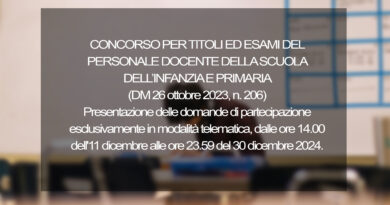 CONCORSO PER TITOLI ED ESAMI DEL PERSONALE DOCENTE