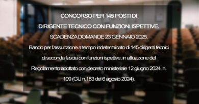 CONCORSO PER 145 POSTI DI DIRIGENTE TECNICO CON FUNZIONI ISPETTIVE