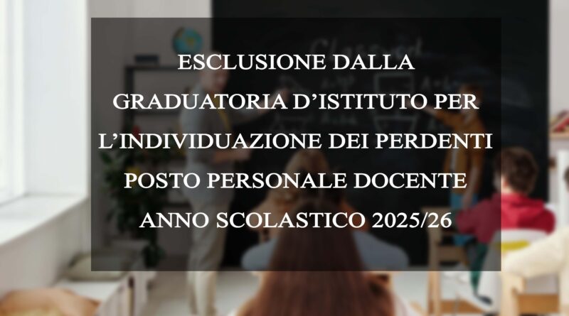 ESCLUSIONE DALLA GRADUATORIA D’ISTITUTO