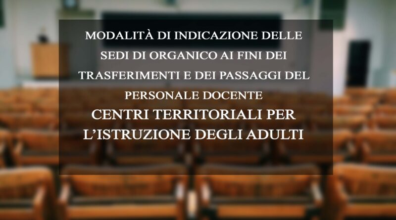 FINI DEI TRASFERIMENTI E DEI PASSAGGI DEL PERSONALE DOCENTE