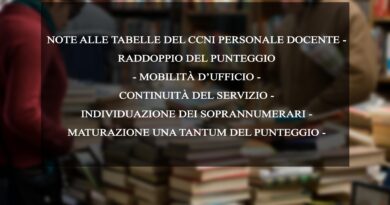 NOTE ALLE TABELLE DEL CCNI PERSONALE DOCENTE